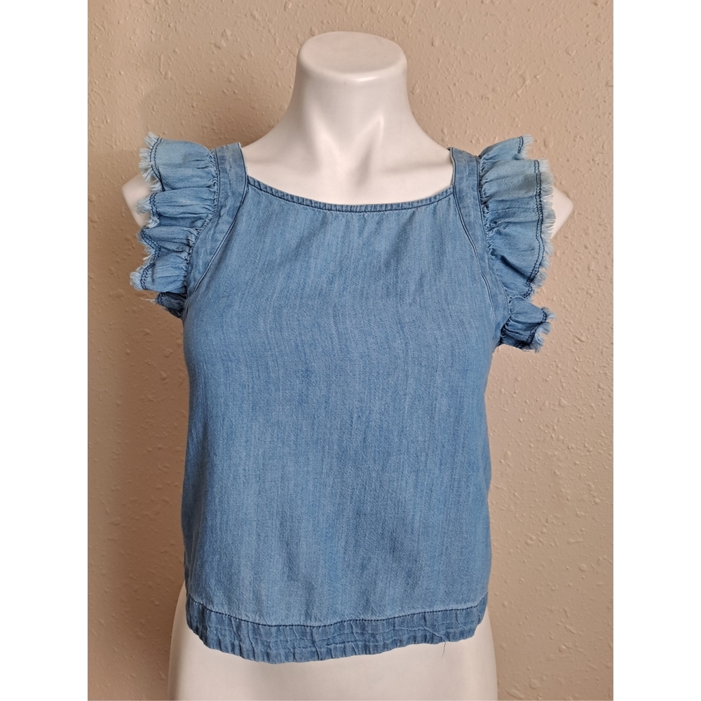 BP Denim Ruffle Tank Top